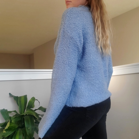 Abound Bouncle Knit Fuzzy Sweater Baby Blue Size Small - Picture 6 of 10